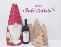 G1.465   Gabarito de Moldes em MDF  Gnomo Noel Cobre Vinho 
