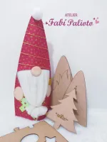 G1.465   Gabarito de Moldes em MDF  Gnomo Noel Cobre Vinho  - Foto 3