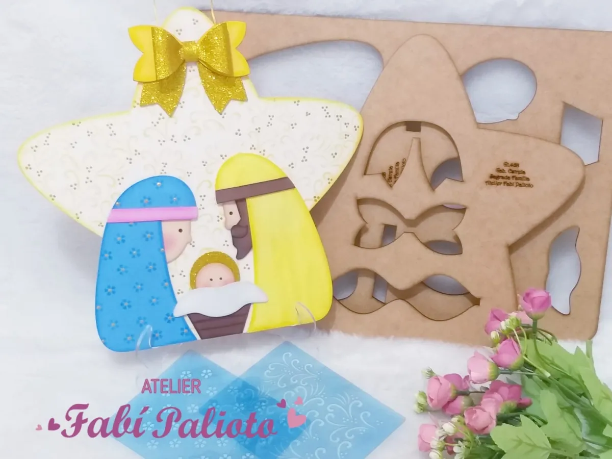 G1.468   Gabarito de Moldes em MDF  Estrela Sagrada Família Imagem