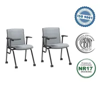 Kit com Duas Unidades Cadeira de Treinamento Audiplax com Prancheta Antipânico Escamoteável