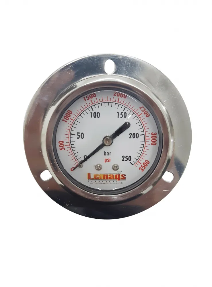 MANOMETRO HORIZONTAL 250 BAR PARA PAINEL - COM GLICERINA