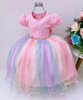 Vestido Festa Arco-íris Menina Bonita