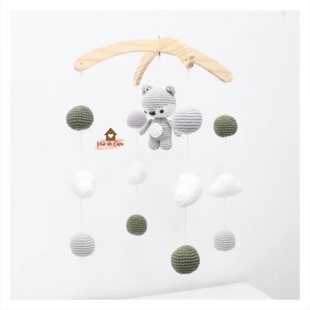 Móbile Raposinha - Bolinhas + Nuvens 