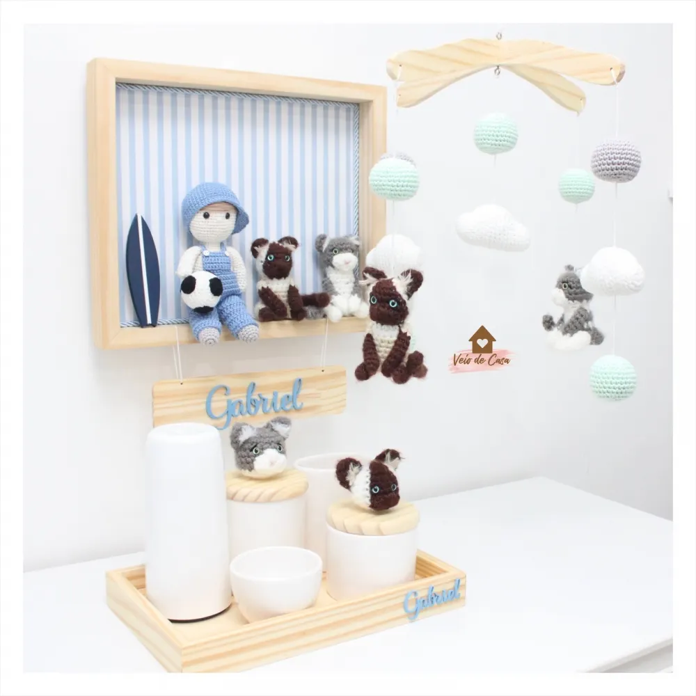 Kit Menino + Pets - Enfeite + Móbile + Kit Higiene Imagem