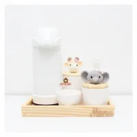 Kit Higiene - 6 peças - Safari Menina - Girafa + Elefante