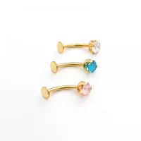 Banana Bell em Titânio PVD GOLD FLOATING 1.6mm com Pedra Zircônia  TIT21 - Foto 5