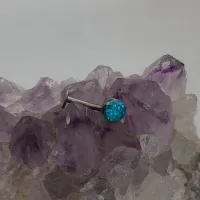 Banana Bell em Titânio FLOATING 1.6mm com Pedra Zircônia Azul TIT17 - Foto 2