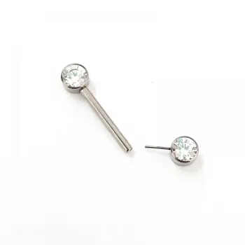 Barbell MAMILO em TITÂNIO 1.6mm com PEDRAS FLAT 4mm TIT22 - Foto 2