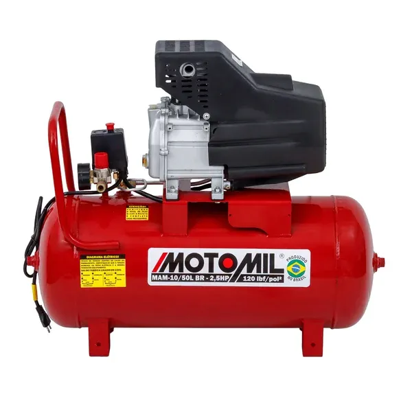 Compressor de ar elétrico portátil Motomil MAM-10/50LBR monofásica 50L 2.5hp 220V 60Hz vermelho/preto Imagem