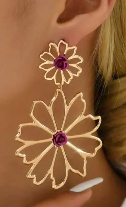 2 peças Brincos pendentes flor Imagem
