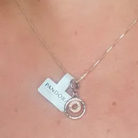 Colar com Berloque pendente circulo pandora signature – Inspiração Pandora - Foto 4