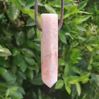 COLAR DIFUSOR DE PEDRA NATURAL PARA AROMATERAPIA Ponta de Ametista Rosa - 0106