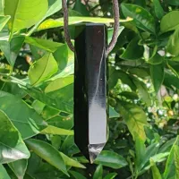 COLAR DIFUSOR DE PEDRA NATURAL PARA AROMATERAPIA Ponta Obsidiana Negra - 0107 - Foto 3