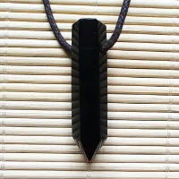 COLAR DIFUSOR DE PEDRA NATURAL PARA AROMATERAPIA Ponta Obsidiana Negra - 0107 - Foto 2