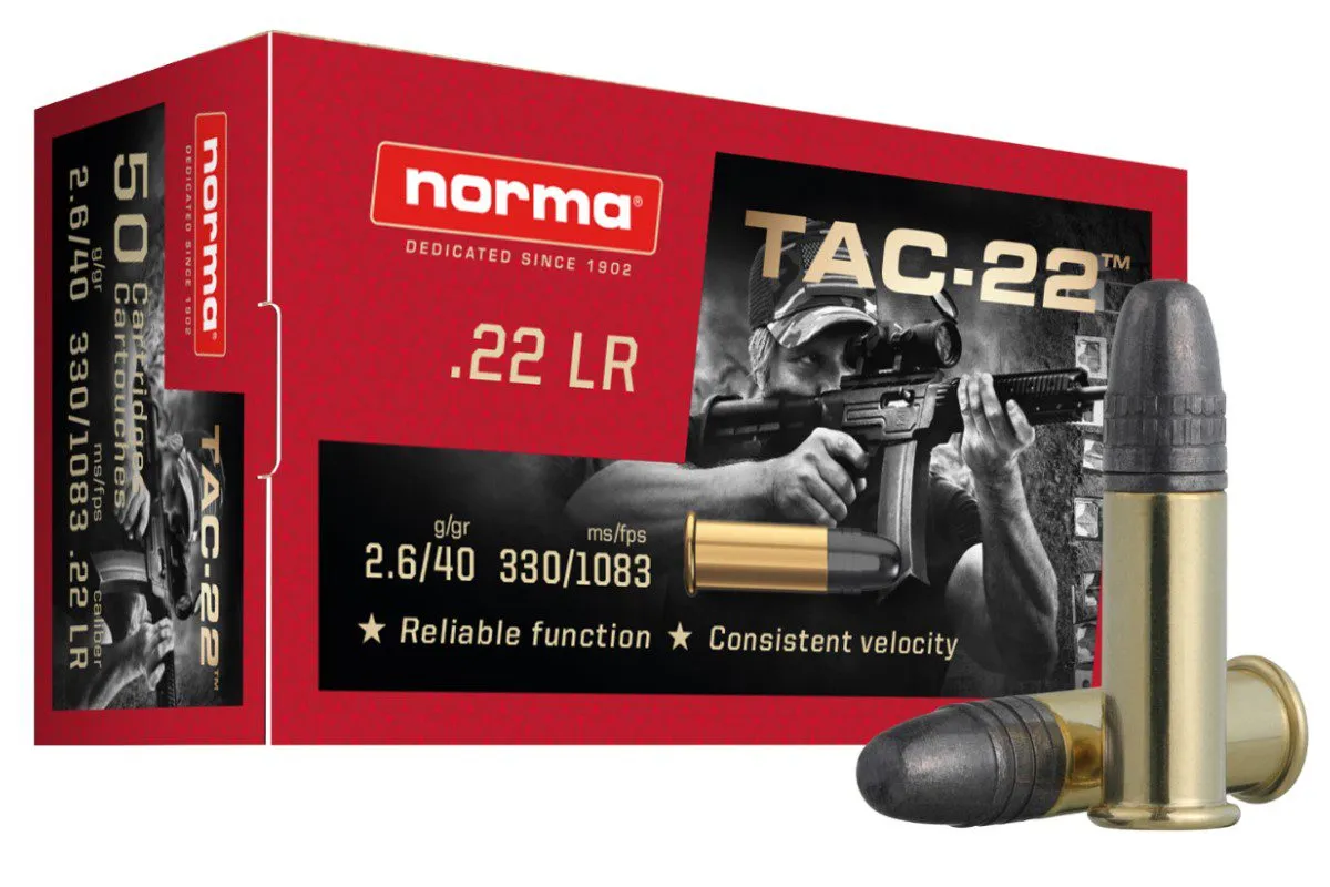 MUNIÇÃO CAL .22 LR NORMA TAC-22 40gr CX C50 