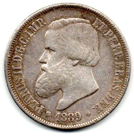 1889 - 2000 Réis - Prata .917 - Aprox 25,5g - 37mm - Moeda Brasil Império Imagem