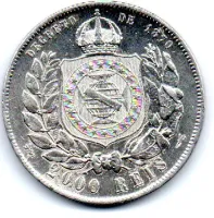 1888 - 2000 Réis - Prata .917 - Aprox 25,5g - 37mm - Moeda Brasil Império - Polida - Foto 2