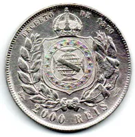 1889 - 2000 Réis - Prata .917 - Aprox 25,5g - 37mm - Moeda Brasil Império - Polida - Foto 2
