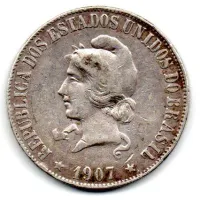 1907 - 2000 Réis - Prata .900 - Aprox 20g - 33mm - Moeda Brasil