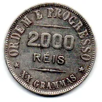 1908 - 2000 Réis - Prata .900 - Aprox 20g - 33mm - Moeda Brasil - Foto 2