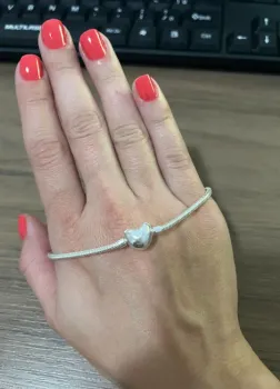 Pulseira para Berloque com coração na trava