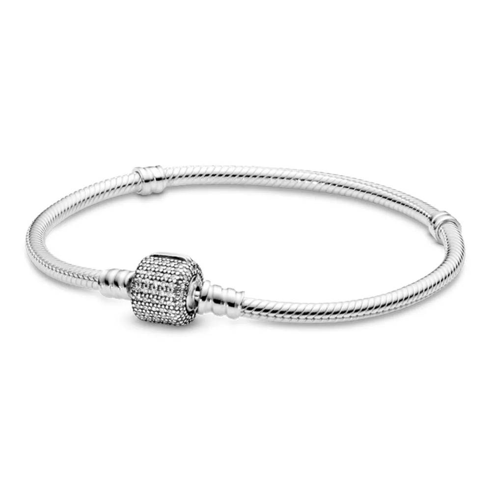 Bracelete brilho fecho tambor em prata 925 – Inspiração Pandora
