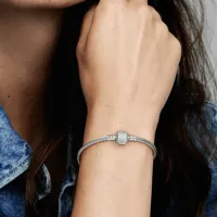 Bracelete brilho fecho tambor em prata 925 – Inspiração Pandora - Foto 3