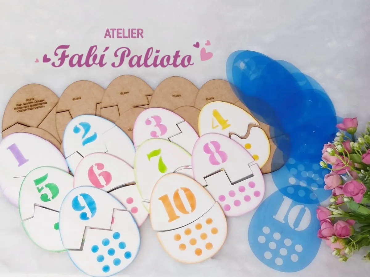 G1.474  Gabarito de Moldes em MDF Quebra Cabeça Números e Quantidades