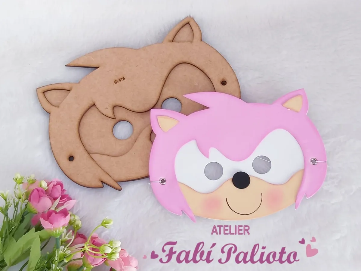 G1.476 Gabarito de Moldes em MDF  Máscara  Amy Rose