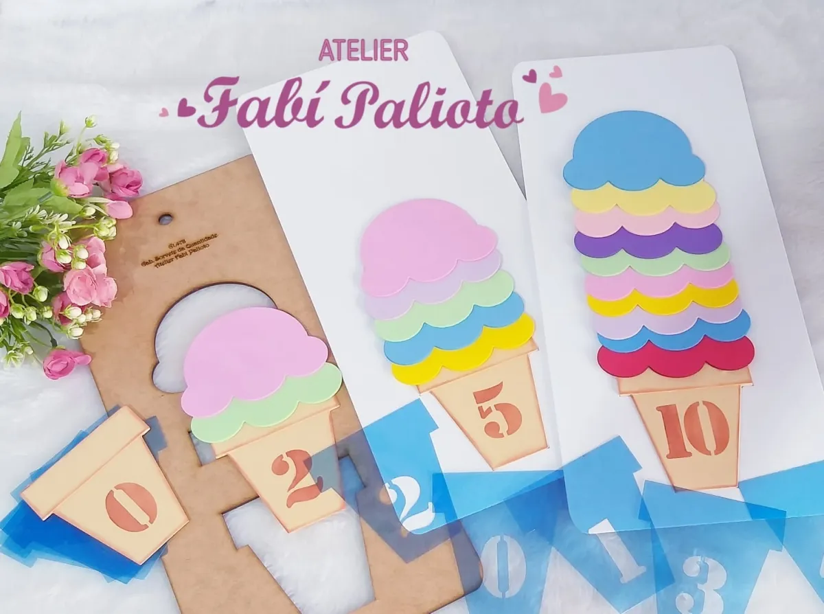 G1.478  Gabarito de Moldes em MDF Sorvete da  Quantidade