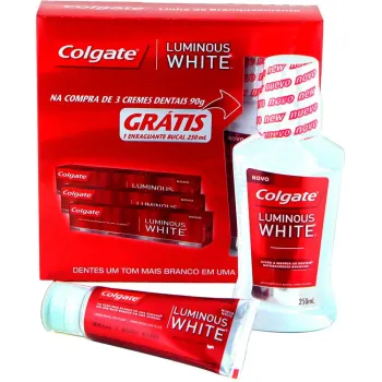 Creme Dental Colgate LUMINOUS WHITE Leve 3 gratis Enxaguante Bucal colgate Luminous