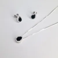 Conjunto de Prata 950  Gota - Cor Preta - CJT303 - Foto 2