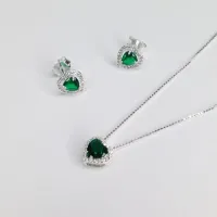 Conjunto de Prata 950 -  Coração- Verde Esm.  - CJT302 - Foto 3