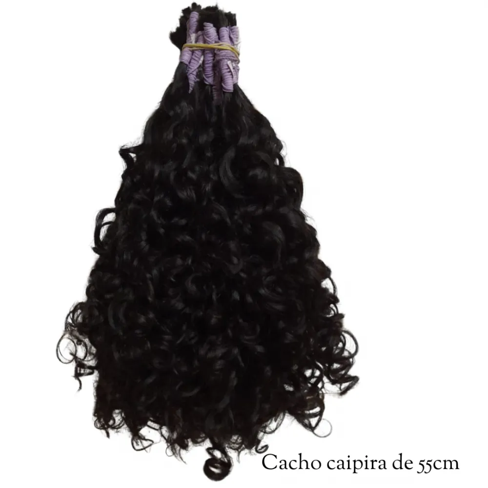 Cabelo Humano Cacho Caipira 55cm - cada 100gm