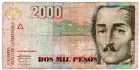 Colômbia - 2000 Pesos - Cédula Estrangeira - R