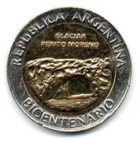 Argentina - 2010 - 1 Peso - Comemorativa Bicentenário - Glaciar Perito Moreno - MBC - Polida