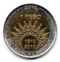 Argentina - 2010 - 1 Peso - Comemorativa Bicentenário - Glaciar Perito Moreno - MBC - Polida - Foto 2