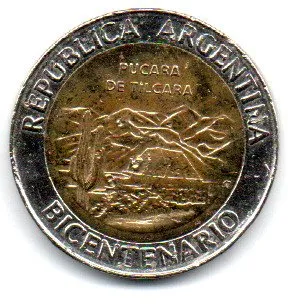 Argentina - 2010 - 1 Peso - Comemorativa Bicentenário - Pucara De Tilcara - MBC - Polida Imagem