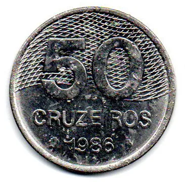 1986 - 50 Cruzeiros - Moeda Brasil - C/ Danos