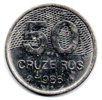 1986 - 50 Cruzeiros - Moeda Brasil - C/ Danos