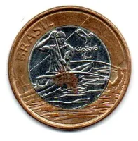 2015 - 1 Real - Comemorativa Olimpíadas - Paracanoagem - Moeda Brasil - C/ Danos