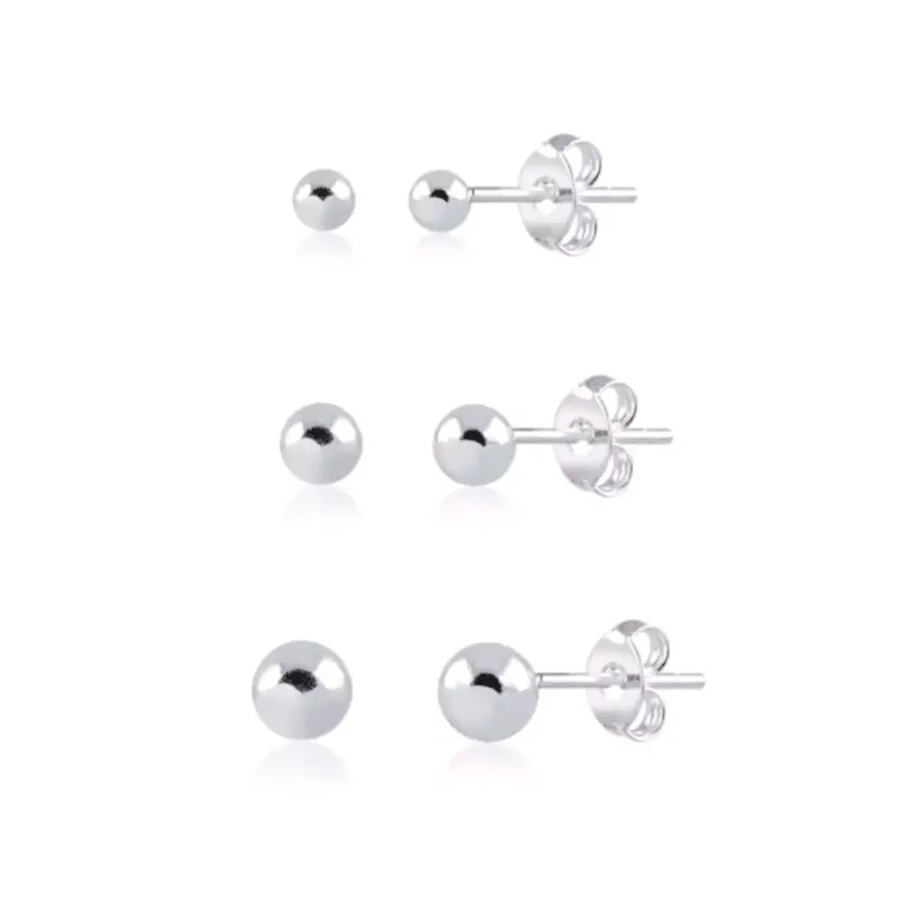 KIT Trio de Brincos Bolinhas de Prata 925  Imagem