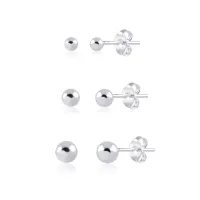 KIT Trio de Brincos Bolinhas de Prata 925 