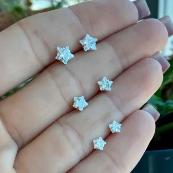 KIT Trio De Brincos em Prata Estrelas Com Zircônia