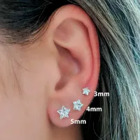 KIT Trio De Brincos em Prata Estrelas Com Zircônia - Foto 3
