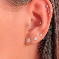 Trio de brincos de zirconia redondo - Foto 2