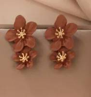 1 Par Metálico Fashionable Doce Floral & Pétala Em Forma Personalidade Brincos , Presente De Namoro - Foto 8