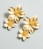 1 Par Metálico Fashionable Doce Floral & Pétala Em Forma Personalidade Brincos , Presente De Namoro - Foto 9