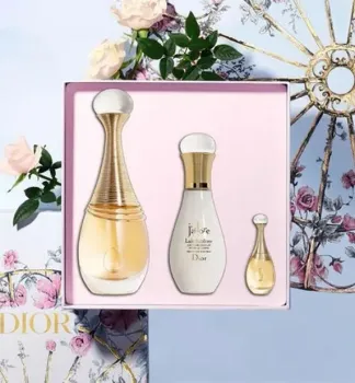 KIT JADORE DIOR PERFUME FEMININO EUA DE PERFUM 100ML+LAIT SUBLIME 75MI+TRAVEL SIZE 5M