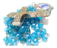 Terço São Gabriel Arcanjo Em Cristal  Azul 8mm  - Foto 2